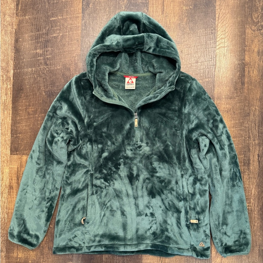 Gerry Weber Forest Green women’s plush hooded quarter zip pullover